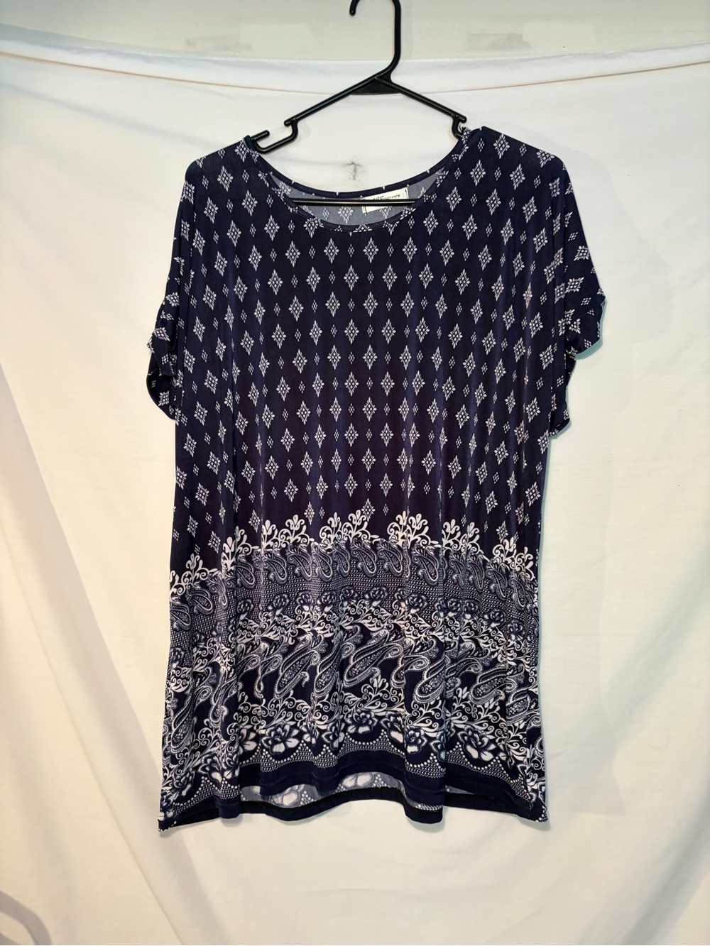 ACE fashion Women's Navy & white Printed Short Sleeve Top size 3X